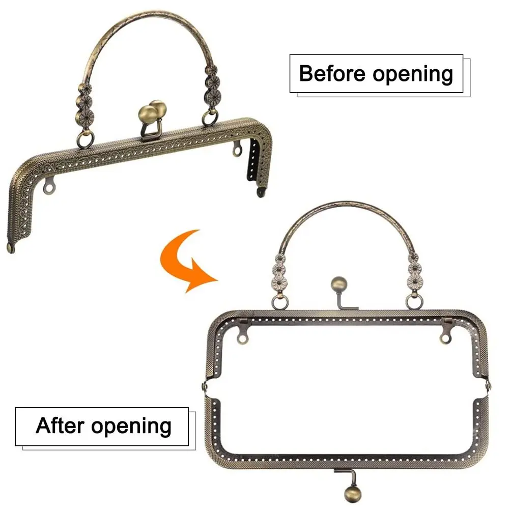 20cm Square Metal Purse Frame Handle DIY Craft Sewing Bag Making Clasp Frame Bag Kiss Clasp Lock Sewing Accessories