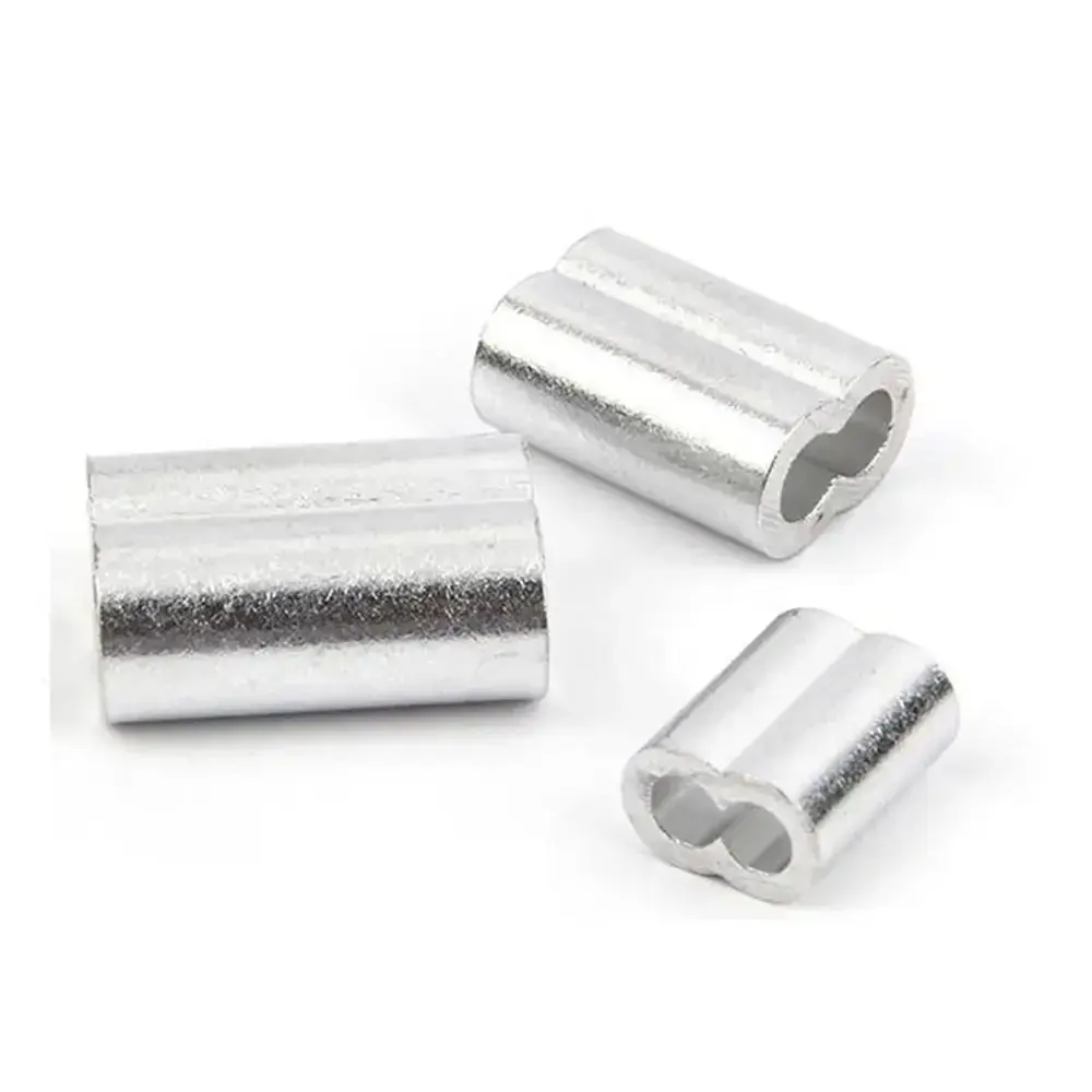 10-50Pcs 8-Shape M1 to M12 Crimp Sleeve Fixing Clip Hardware Cable Clip Double Hole Aluminum Wire Ferrules Steel Wire Rope
