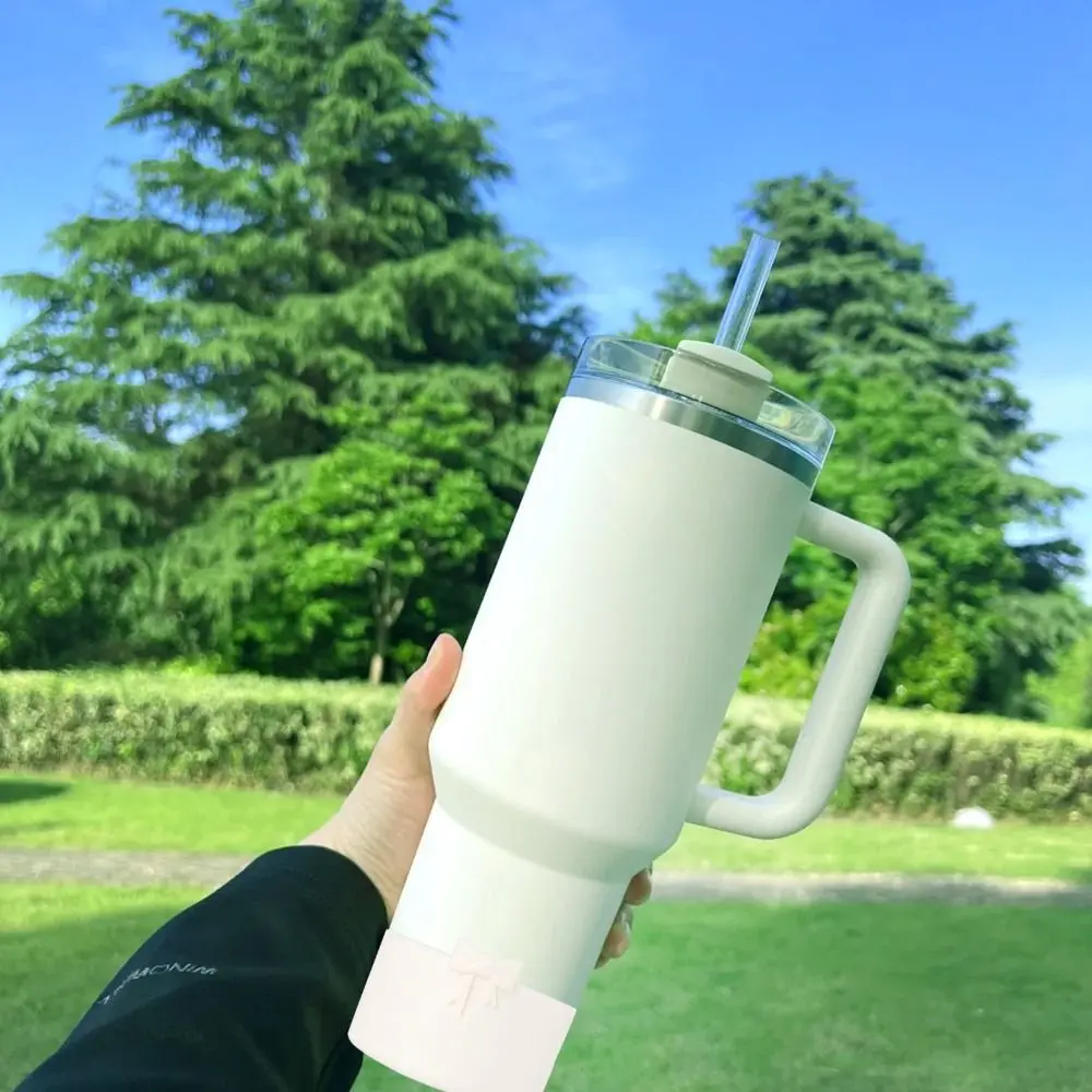 Splash Proof Silicone Water Bottle Boot Reusable Water Bottle Accessories Drinking Straw Tips Lids Anti-Slip Bowknot