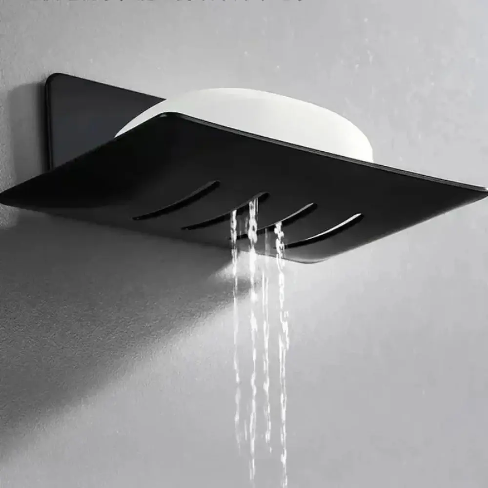 Premium Wall Mounted Soap Storage Tray Non Perforated Drainage Shower Storage Rack Rustproof Aluminum Soap Tray Box Toilet