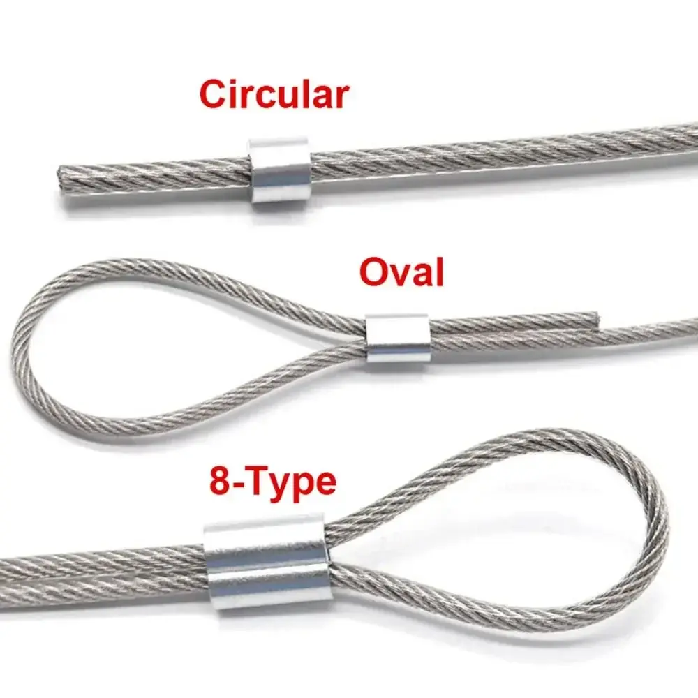 10-50Pcs 8-Shape M1 to M12 Crimp Sleeve Fixing Clip Hardware Cable Clip Double Hole Aluminum Wire Ferrules Steel Wire Rope