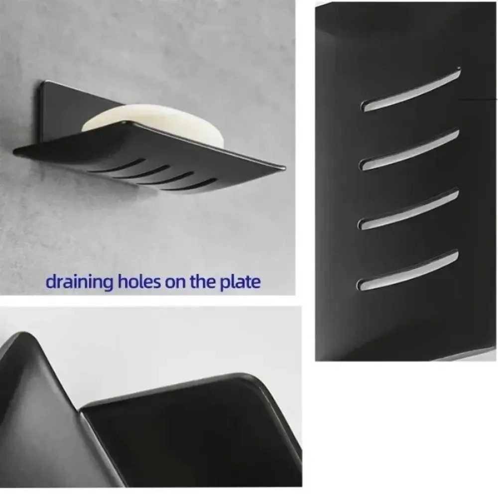 Premium Wall Mounted Soap Storage Tray Non Perforated Drainage Shower Storage Rack Rustproof Aluminum Soap Tray Box Toilet