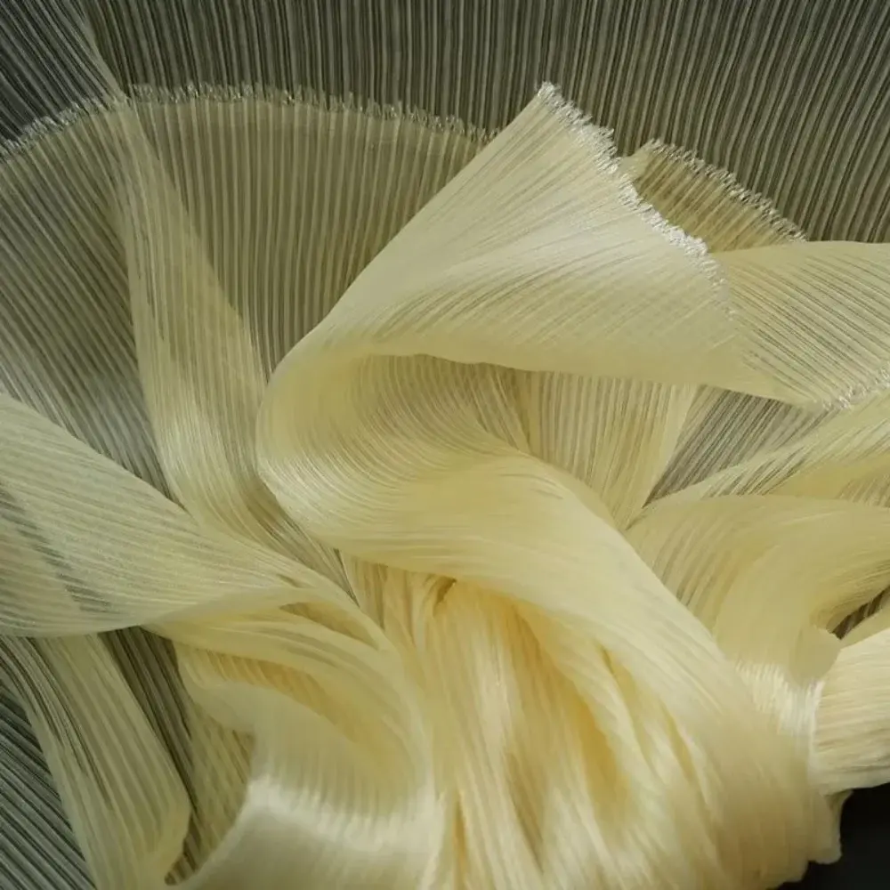 Bright Organza Fabric DIY Stiff Shape Pleated Mesh Fabrics Polyester Material Wrinkled Texture Fabric Background Floral Design