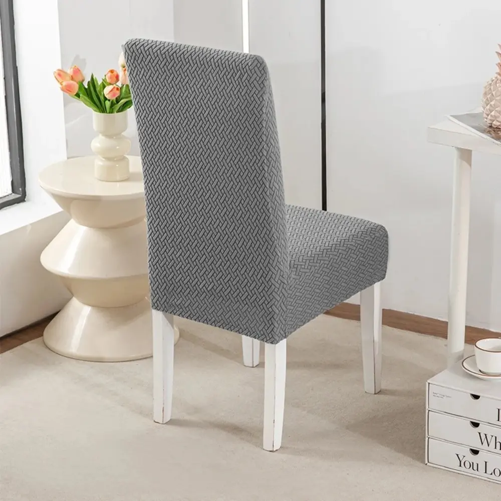New Extra Long Chair Cushion Cover Checkered Jacquard Stretchable Elastic Cover Washable Solid Color Chair Cover Household