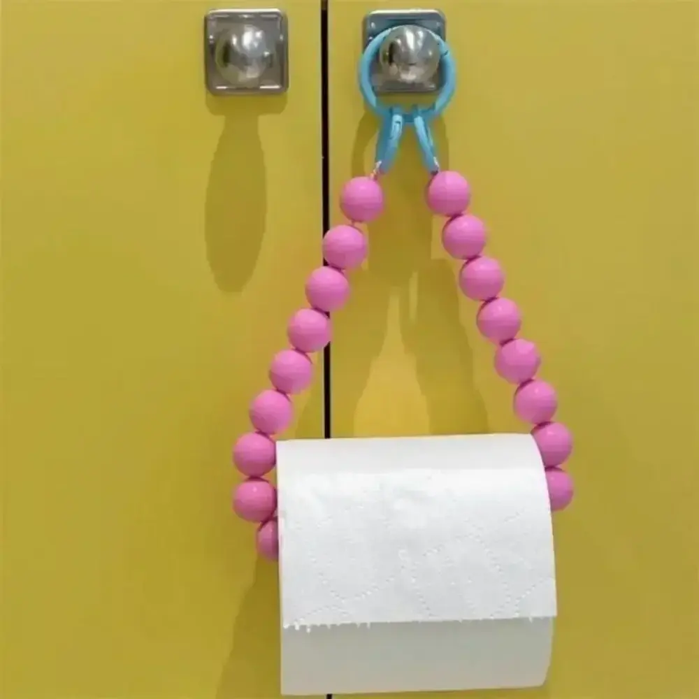 Dopamine Hanging Beaded Tissue Holder Wall Mount Non Punching Toilet Paper Roll Bracket Decoration Multifunctional