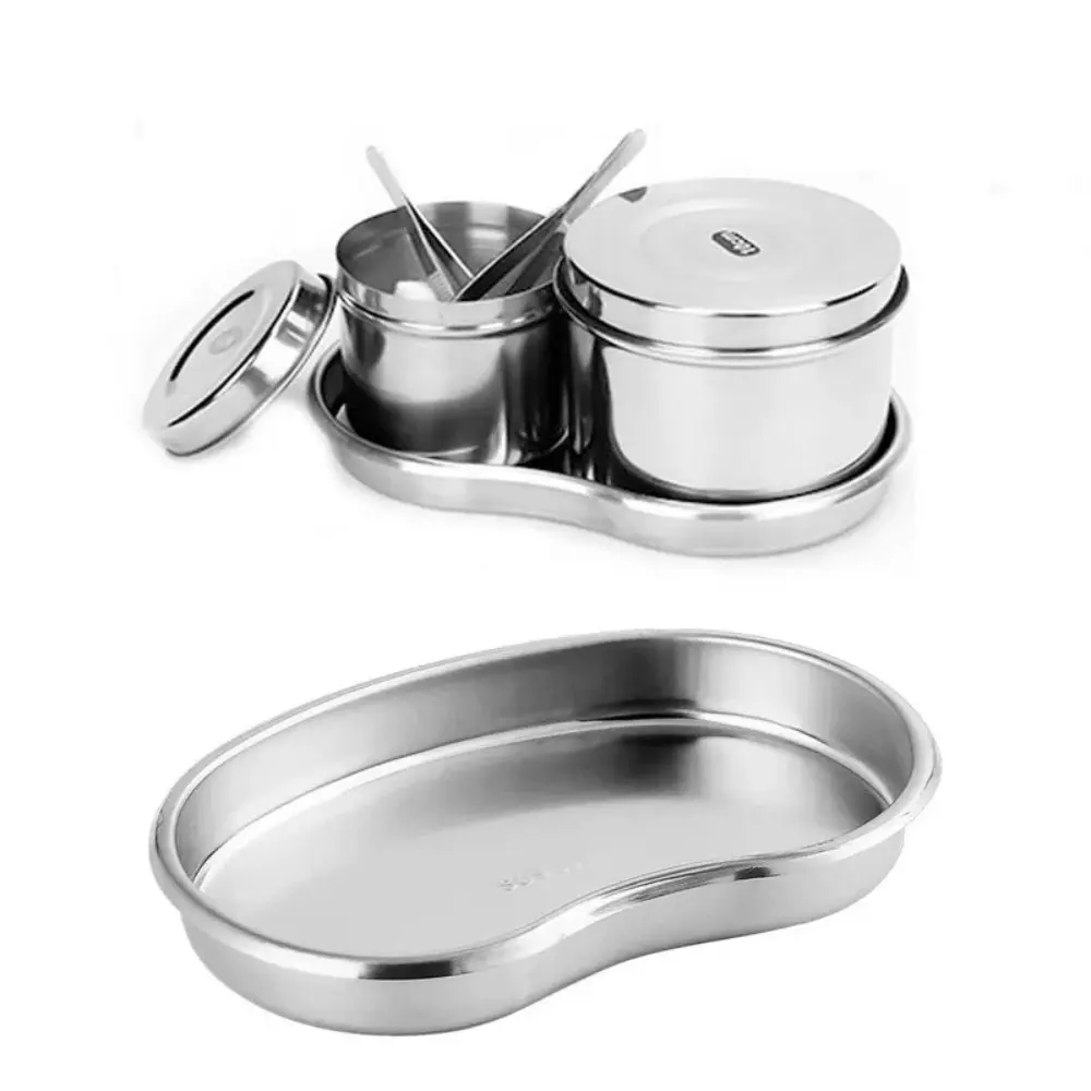 New 304 Stainless Steel Sterilized Tray Smooth Edge Multifunction Jar Container Tray Tweezers Tray Dental