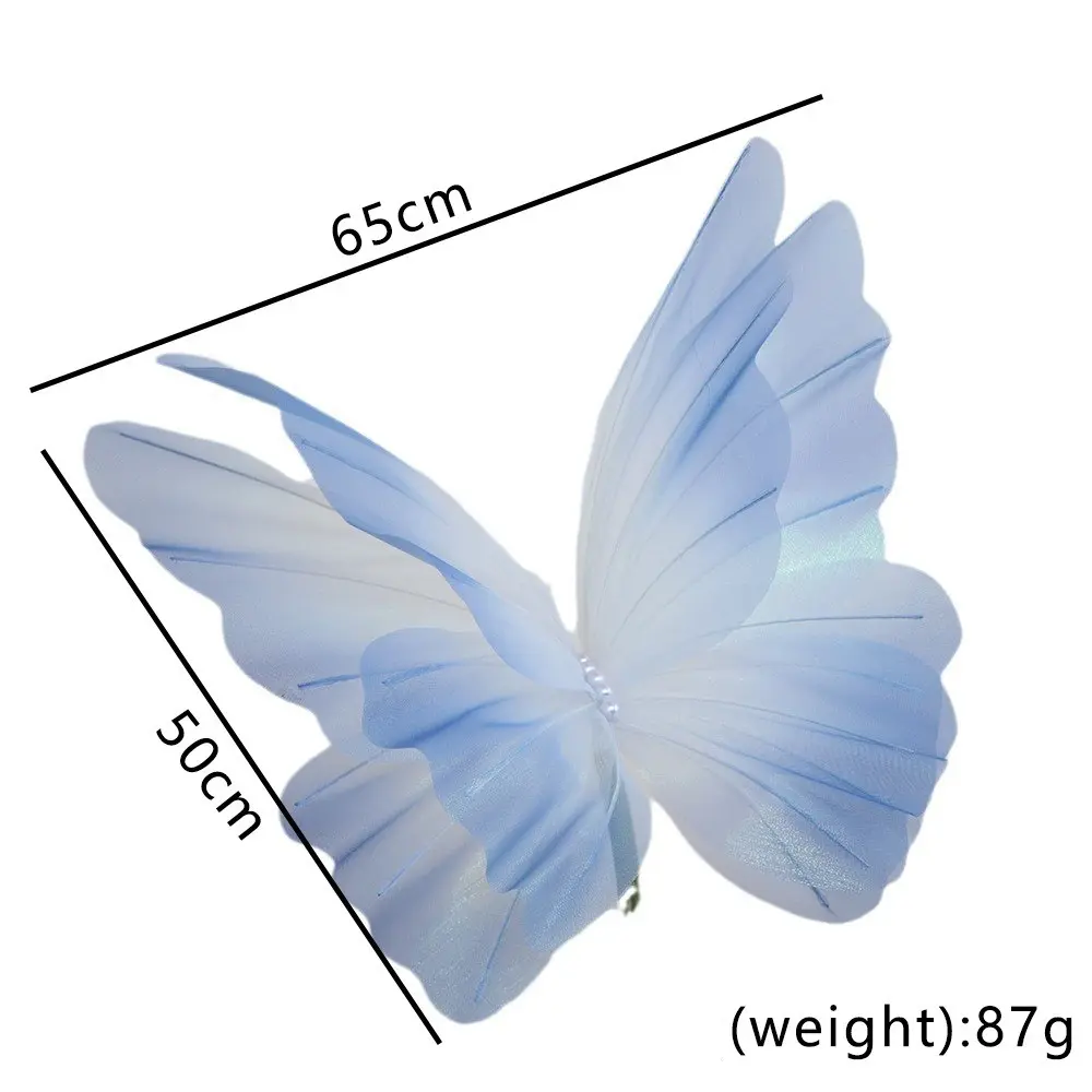 50/65cm Artificial Butterfly Outdoor Gradient Color Fake Butterfly Giant Gauze 3D Silk Yarn Butterfly Wedding Party Decoration