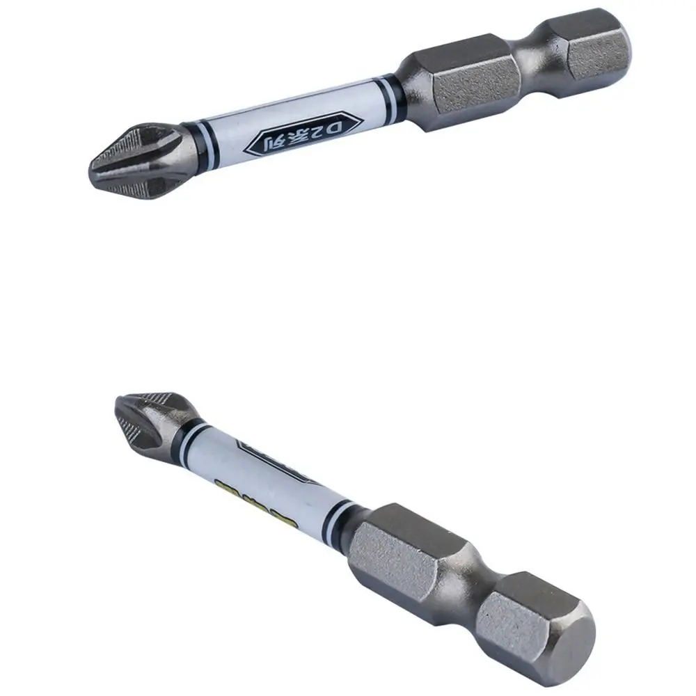5Pcs/Set PH2 6.35mm D2 Impact Phillips Screwdriver Bit Impact Resistant Wear-resistant Cross Driver Drill Bit Hex Shank