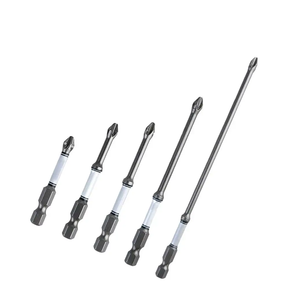 5Pcs/Set PH2 6.35mm D2 Impact Phillips Screwdriver Bit Impact Resistant Wear-resistant Cross Driver Drill Bit Hex Shank