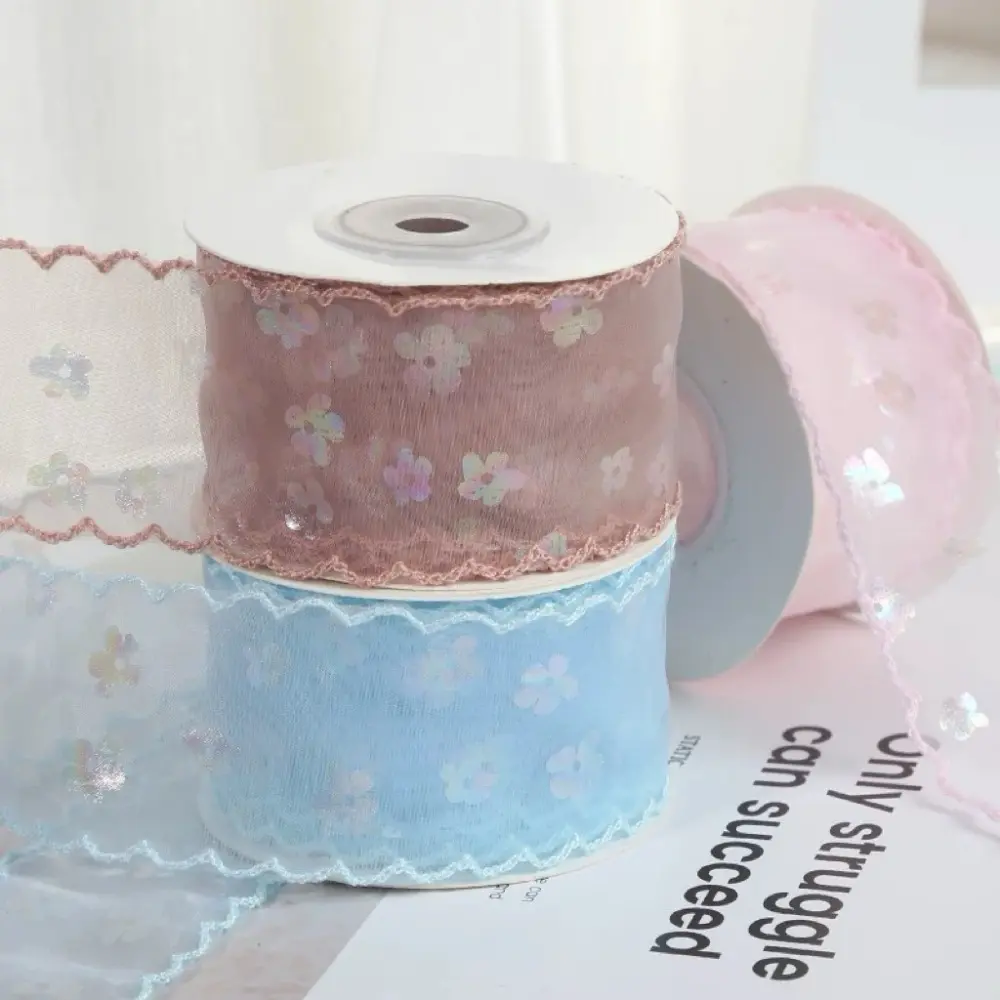 Creative 10 Yards Silk Ribbon 4cm Wave Edge Pleated Gifts Packaging Material Gift Wrapping Bouquets Chiffon Ribbon