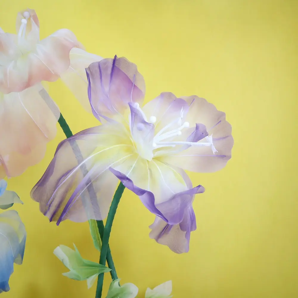 60cm Artificial Iris Large Flower Head Giant Gauze Simulated Iris Fluffy Petals Wedding Landscaping Fake Flowers