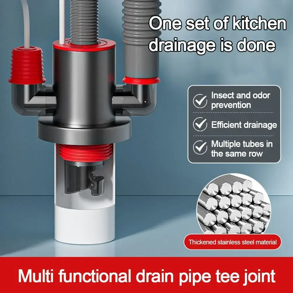 Anti Odor Sink Drain Pipe Adapter Sealing Ring Multifunctional Dishwasher Water Pipe Connector Drainage Water Pipe Joint
