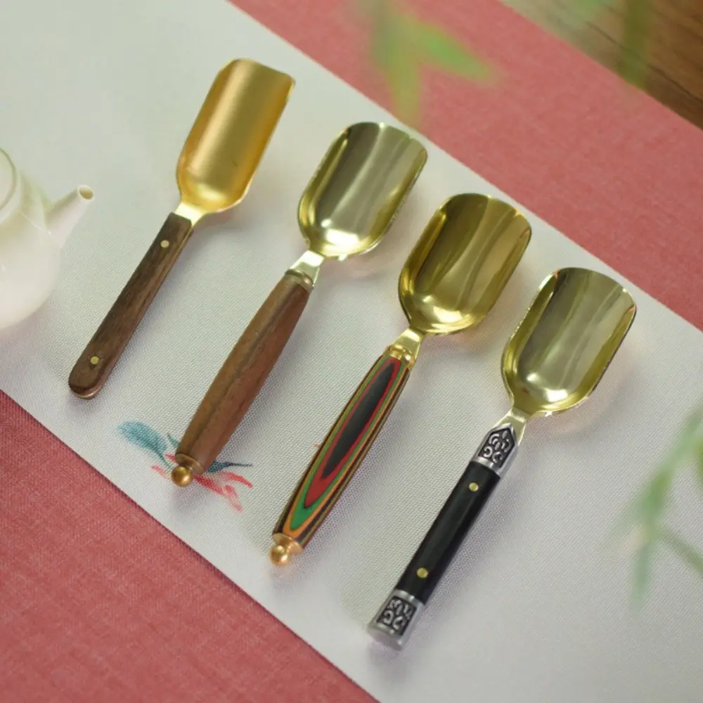New Wooden Stainless Steel Matcha Spoon Traditional Heat-Resistant Leaf Tea Scoops Handmade Japanese Chashaku Teaware