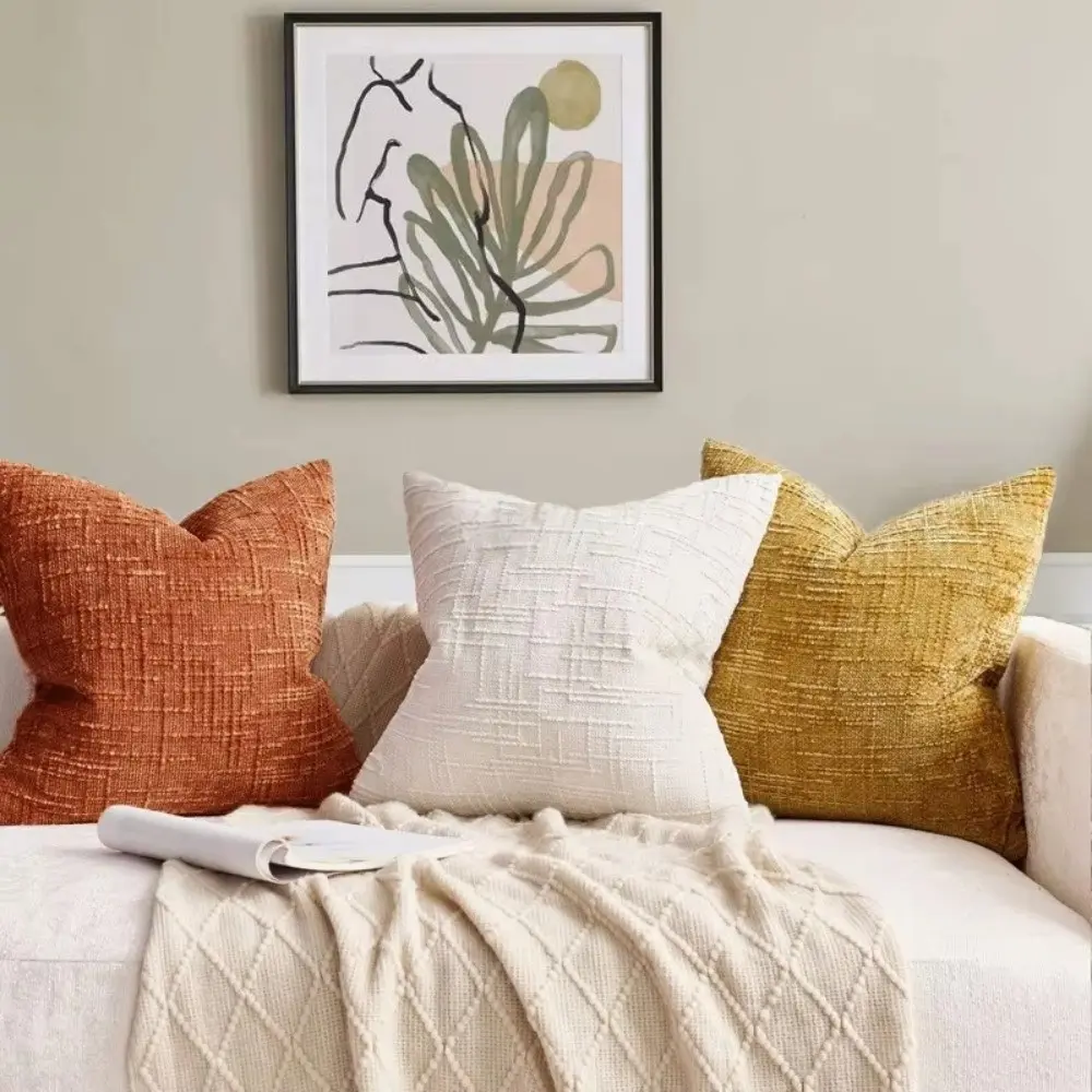 Bamboo Yarn Texture Chenille Pillowcase Solid Color Comfortable Throw Pillow Covers Living Room Decor Sofa Cushion Covers