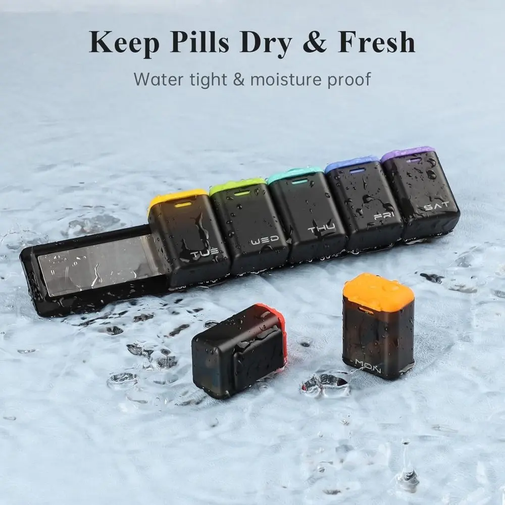 Portable Weekly Pill Organizer Magnetic Large Capacity 7 Day 1 Time a Day Travel Pill Case Water Proof Medicine Container Holder