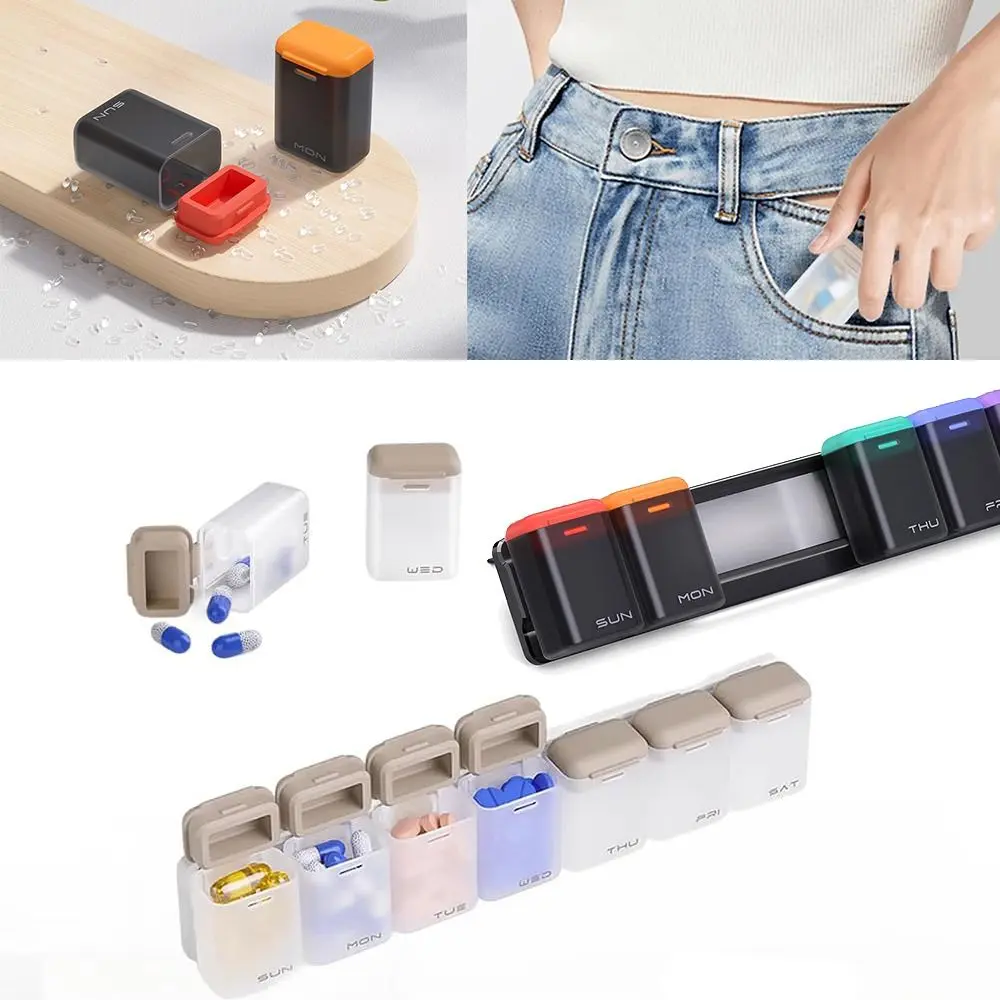 Portable Weekly Pill Organizer Magnetic Large Capacity 7 Day 1 Time a Day Travel Pill Case Water Proof Medicine Container Holder