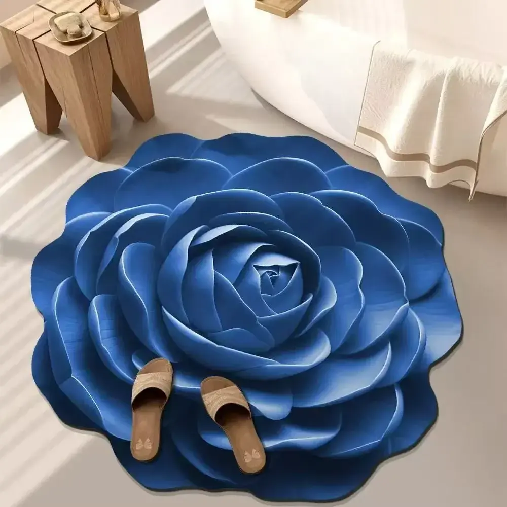 New 50*50cm Flower Carpet Soft Absorbent Bathroom Floor Mat Peony Irregular Shaped Door Gasket Living Room Tea Table Bedside