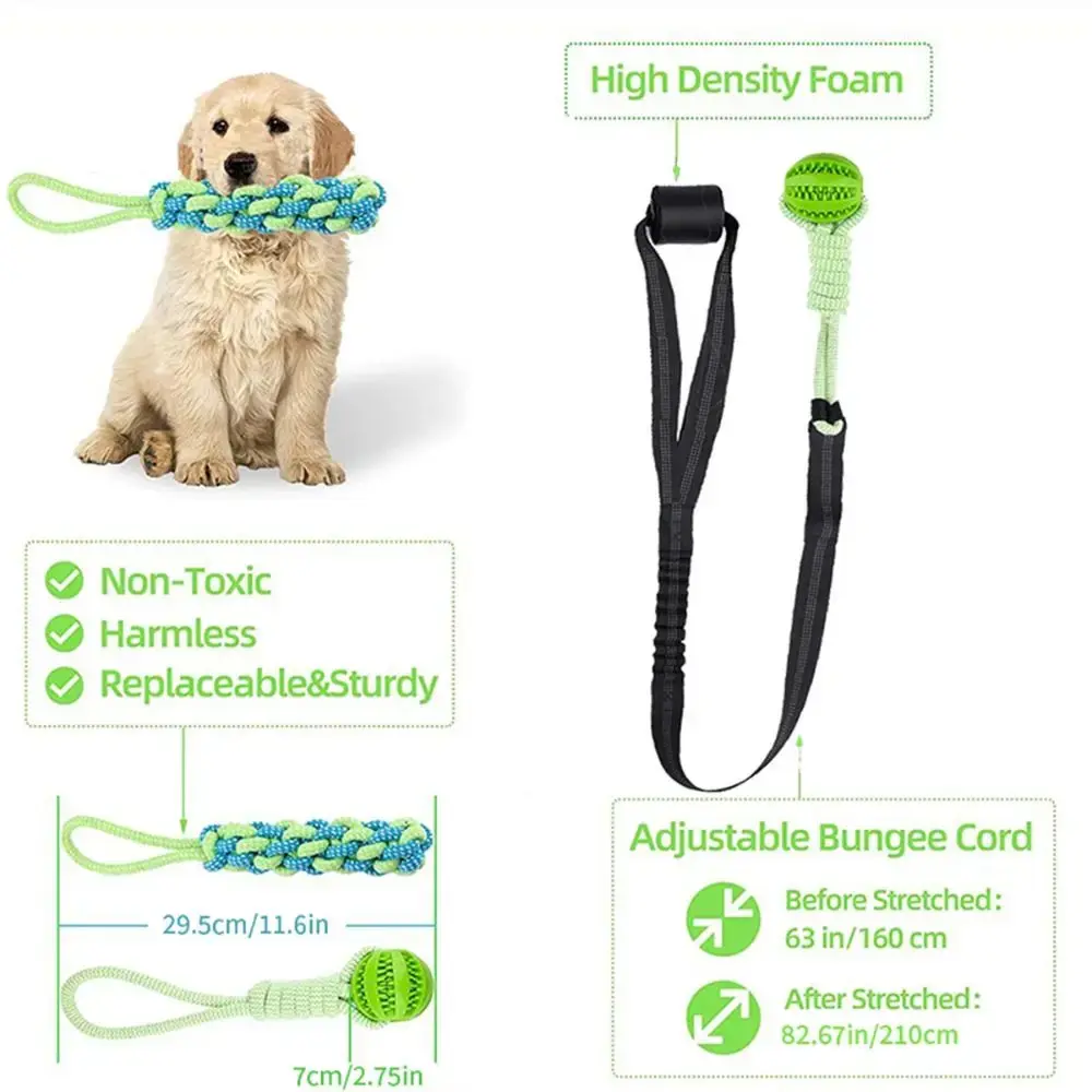 Interactive Dog Ball Toy with Rope Puppy Training Solo Play Spring Pole Dog Rope Toys Tether Tug of War