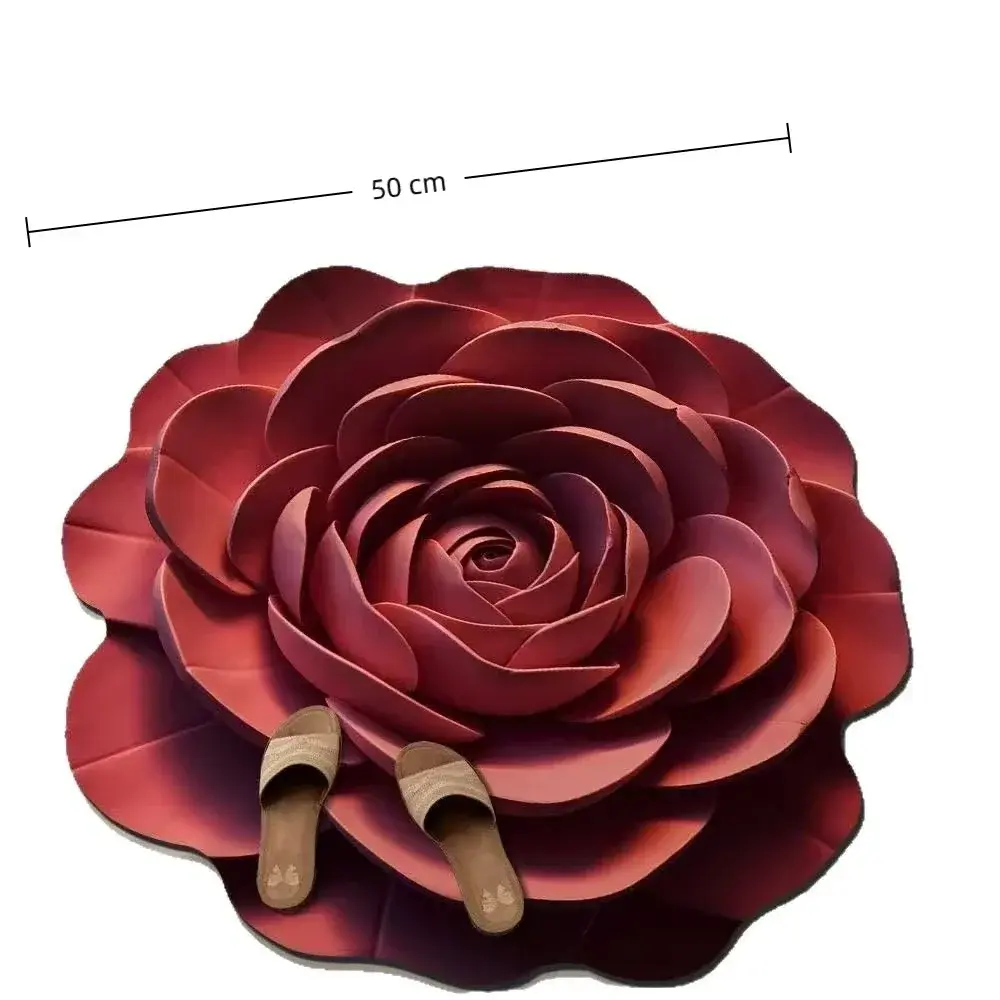 New 50*50cm Flower Carpet Soft Absorbent Bathroom Floor Mat Peony Irregular Shaped Door Gasket Living Room Tea Table Bedside