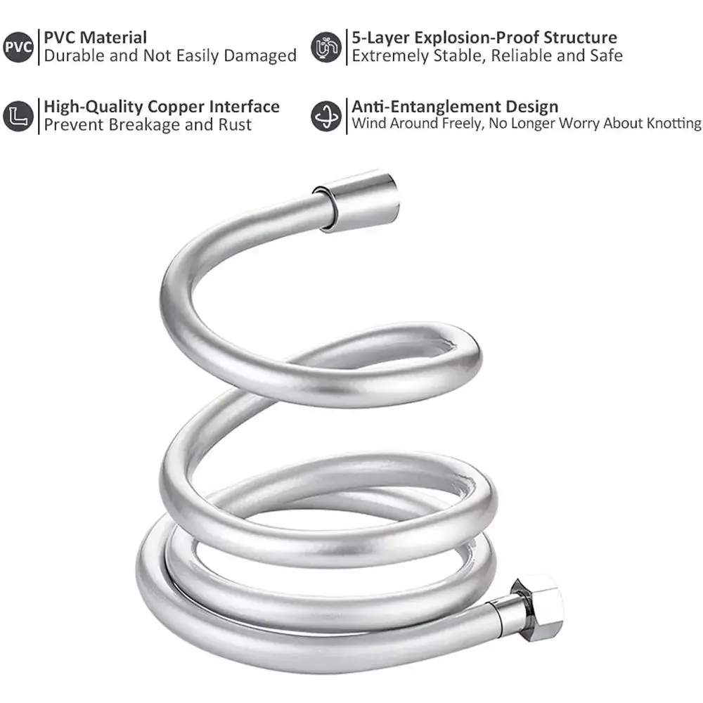 Replacement Handheld Shower Head Hose PVC Anti Winding Shower Extension Tube Explosion-proof High Pressure Spray Water Pipe