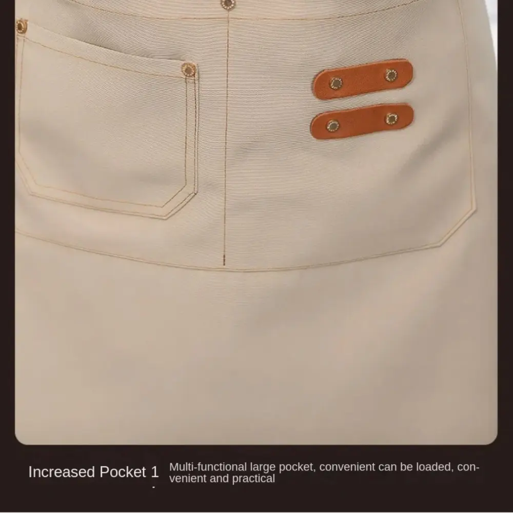 Kitchen Canvas Half Apron Short with Pockets Staff Apron Solid Color Stain-Resistant Waiter Uniform Coffee Shop Hotel Chef