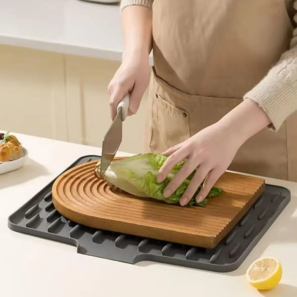 Non-slip Silicone Drainage Mat Foldable Large Size Tableware Drainer Pad Anti-scald Coaster Utensils Drying Dish Drying Mat
