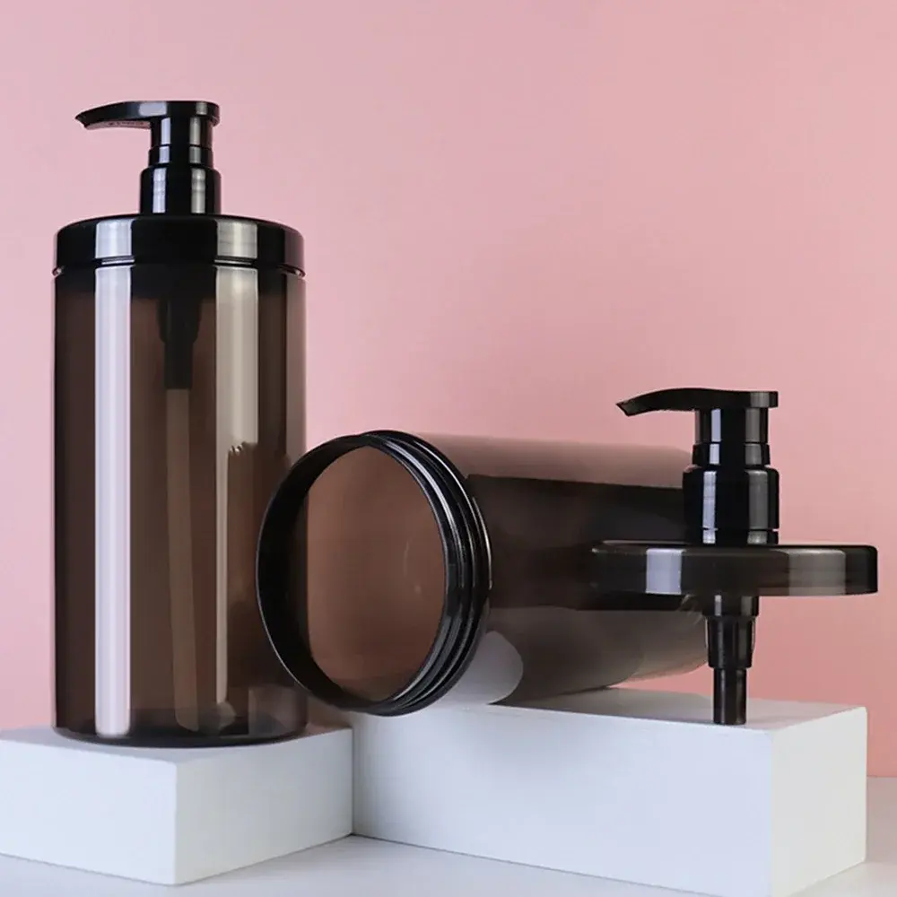 500/1200ml Pump Bottle Dispenser Wide Mouth Clear Shower Soap Dispenser Refillable PET Storage Bottle