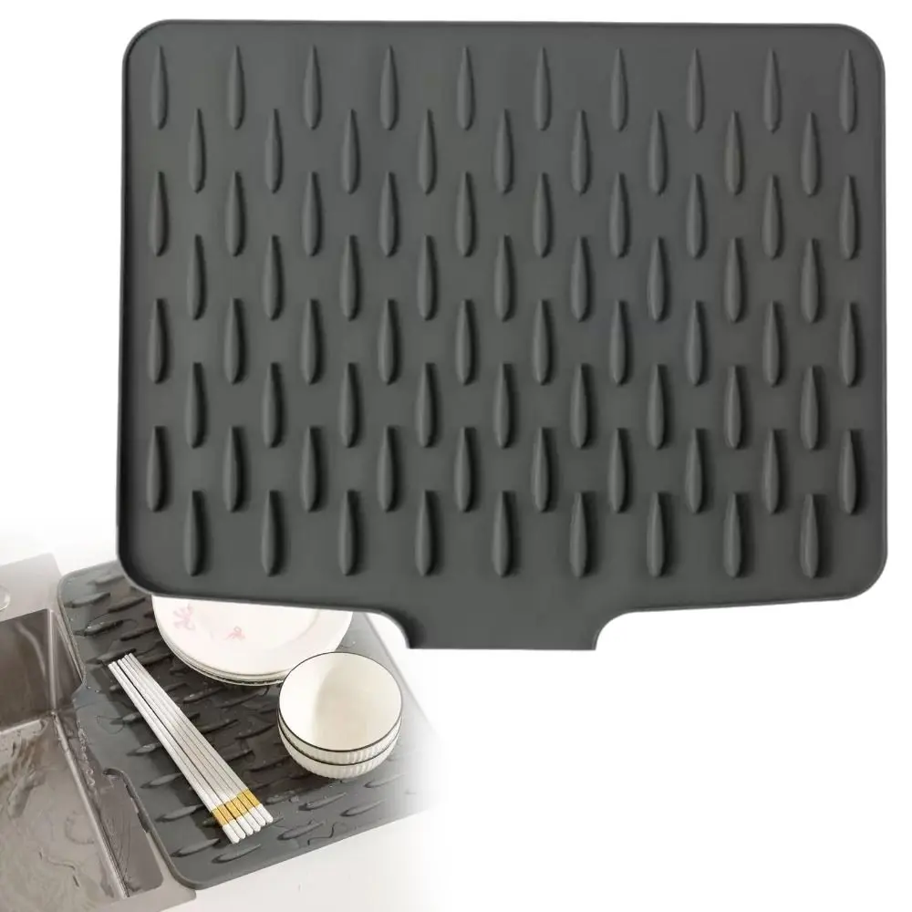 Non-slip Silicone Drainage Mat Foldable Large Size Tableware Drainer Pad Anti-scald Coaster Utensils Drying Dish Drying Mat