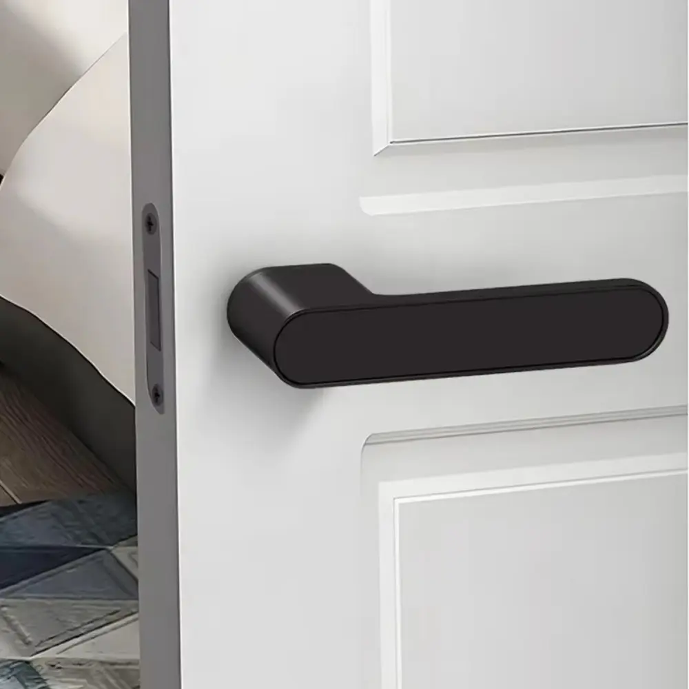 Minimalist Magnetic Door Lock One-word Handle Zinc Alloy Silent Door Lock Keyhole Ecological Door Lock For Bedroom Study