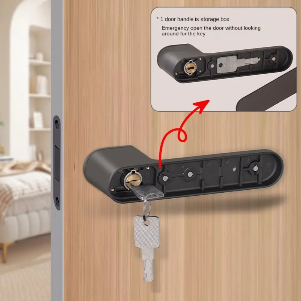 Minimalist Magnetic Door Lock One-word Handle Zinc Alloy Silent Door Lock Keyhole Ecological Door Lock For Bedroom Study