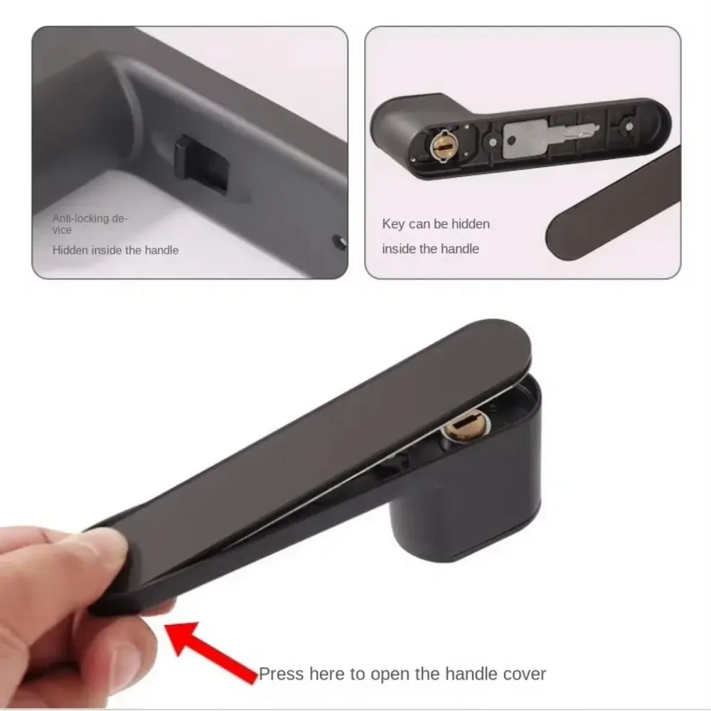 Minimalist Magnetic Door Lock One-word Handle Zinc Alloy Silent Door Lock Keyhole Ecological Door Lock For Bedroom Study