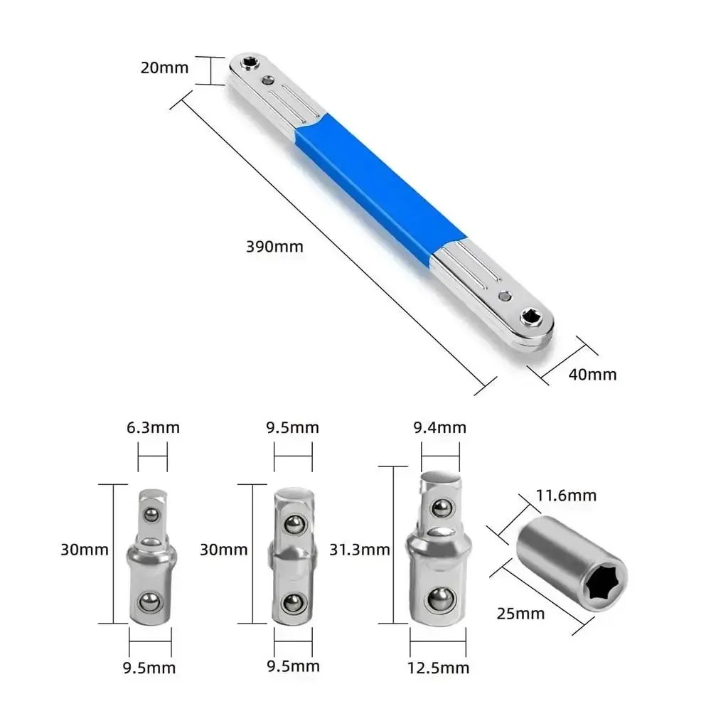 Steel Offset Extension wrench 360-degree Rotating Double Head Wrench Socket Multi-function Extender Ratchet Repair Tools Hone