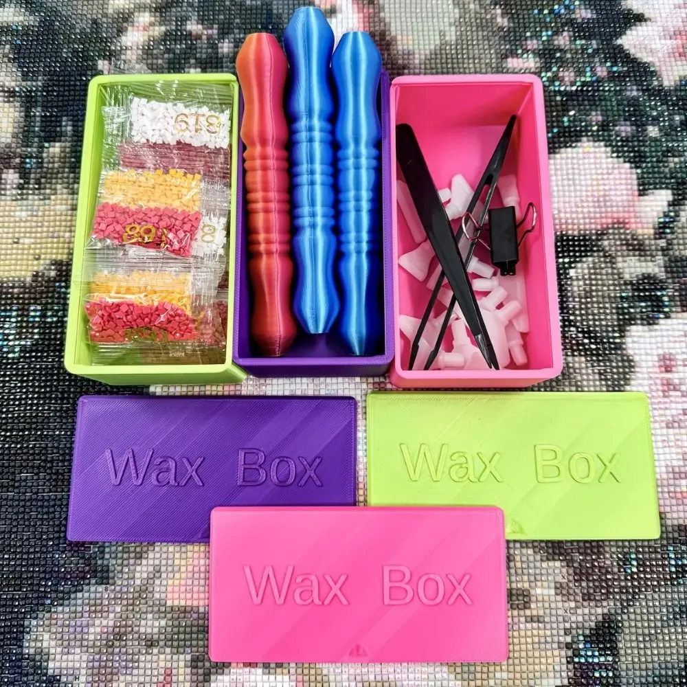 DIY Craft 3D Diamond Painting Wax Box Embroidery with Lid Diamond Painting Pen Containers Colorful Plastic