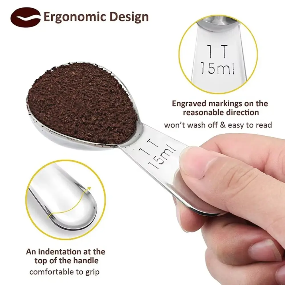 Durable Stainless Steel Coffee Scoops 1 Tbsp or 2 Tbsp 15/30ml Ergonomic Tablespoon Powder Scoop Baking Tools