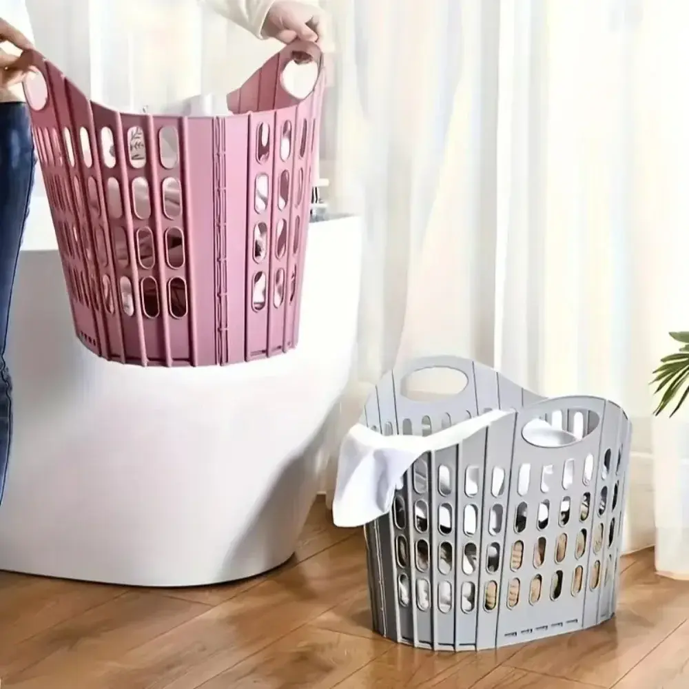 Plastic Foldable Laundry Basket Multifunctional with Handle Dirty Clothes Basket Wall Mounted Laundry Room Storage Basket