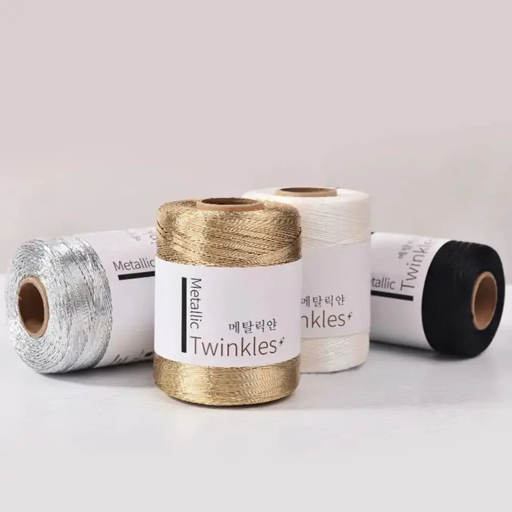 200g/Ball New Glitter Gold Sliver Metallic Yarn DIY 150D Sewing Line Thread Handmade Knitting Crochet Yarn For Handbag Purse