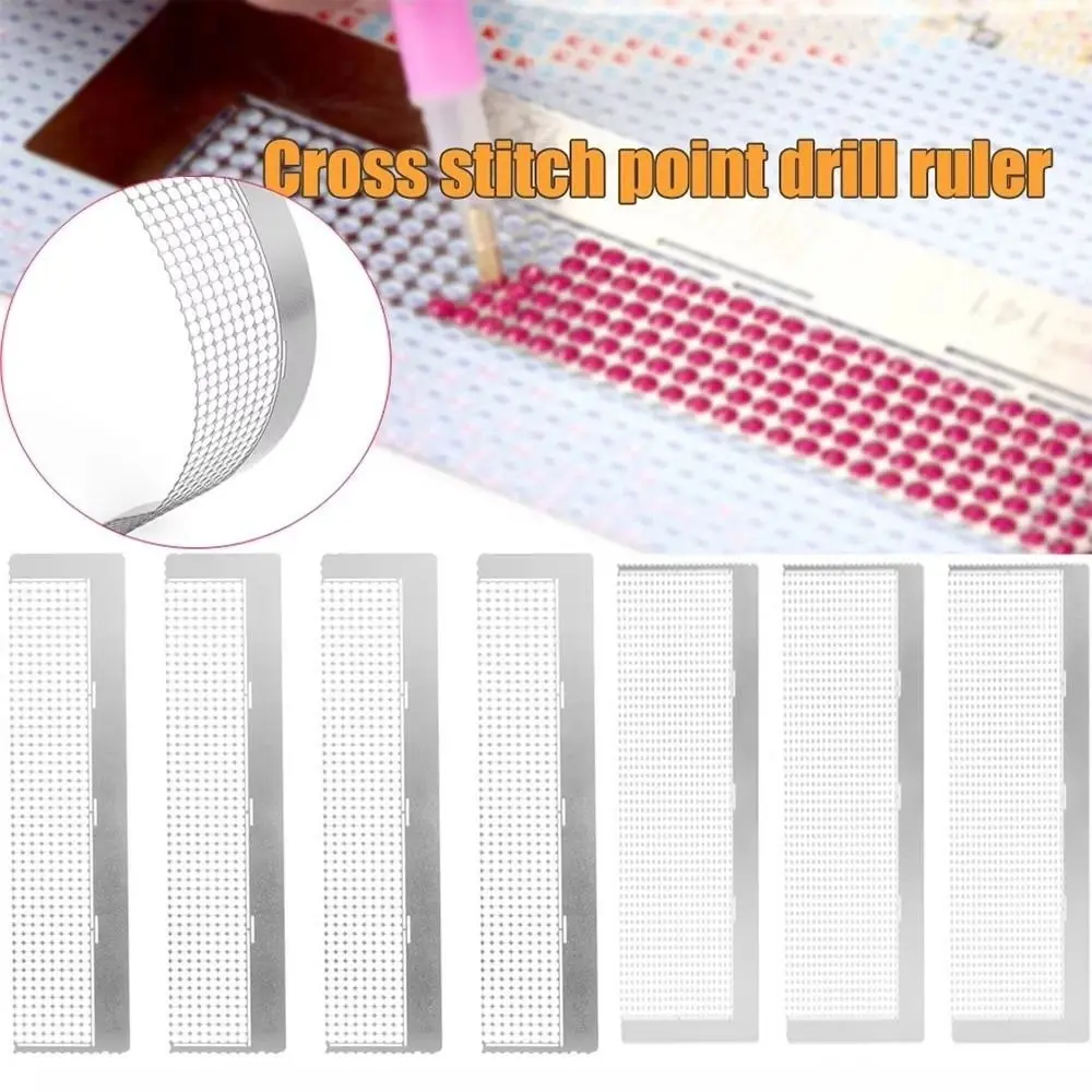 Stainless Steel DIY Diamond Painting Cross Ruler Solid Color Diamond Painting Tools Cross Stitch Tools Square Ruler