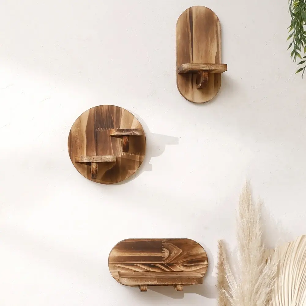 Simple Solid Wood Floating Shelves Wall Mounted Save Space Wall Shelf Invisible Stable Floating Shelves for Wall Wall Decor