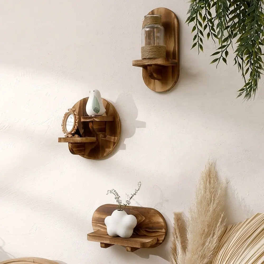Simple Solid Wood Floating Shelves Wall Mounted Save Space Wall Shelf Invisible Stable Floating Shelves for Wall Wall Decor