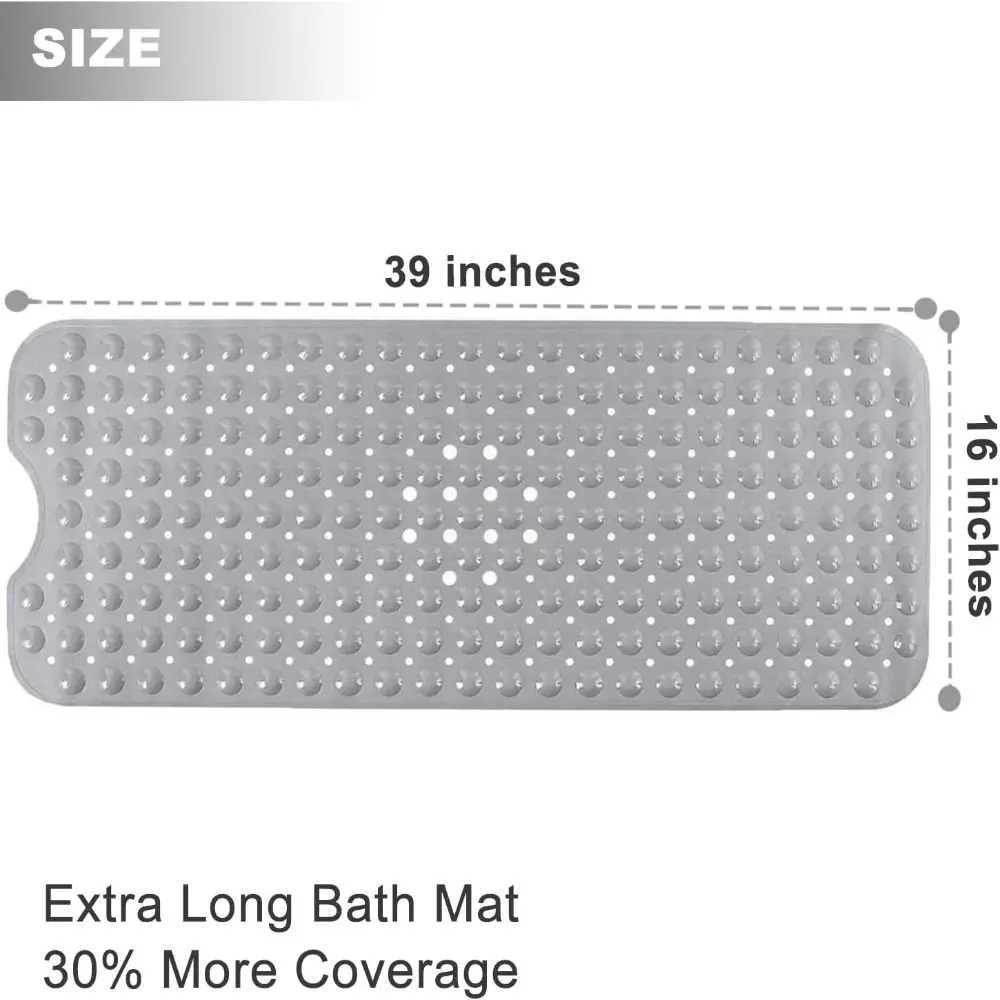 New Non-Slip Bathtub Mats with Drain Holes and Suction Cups with Machine Washable Extra Long Bath Mat BathMat for Bathroom