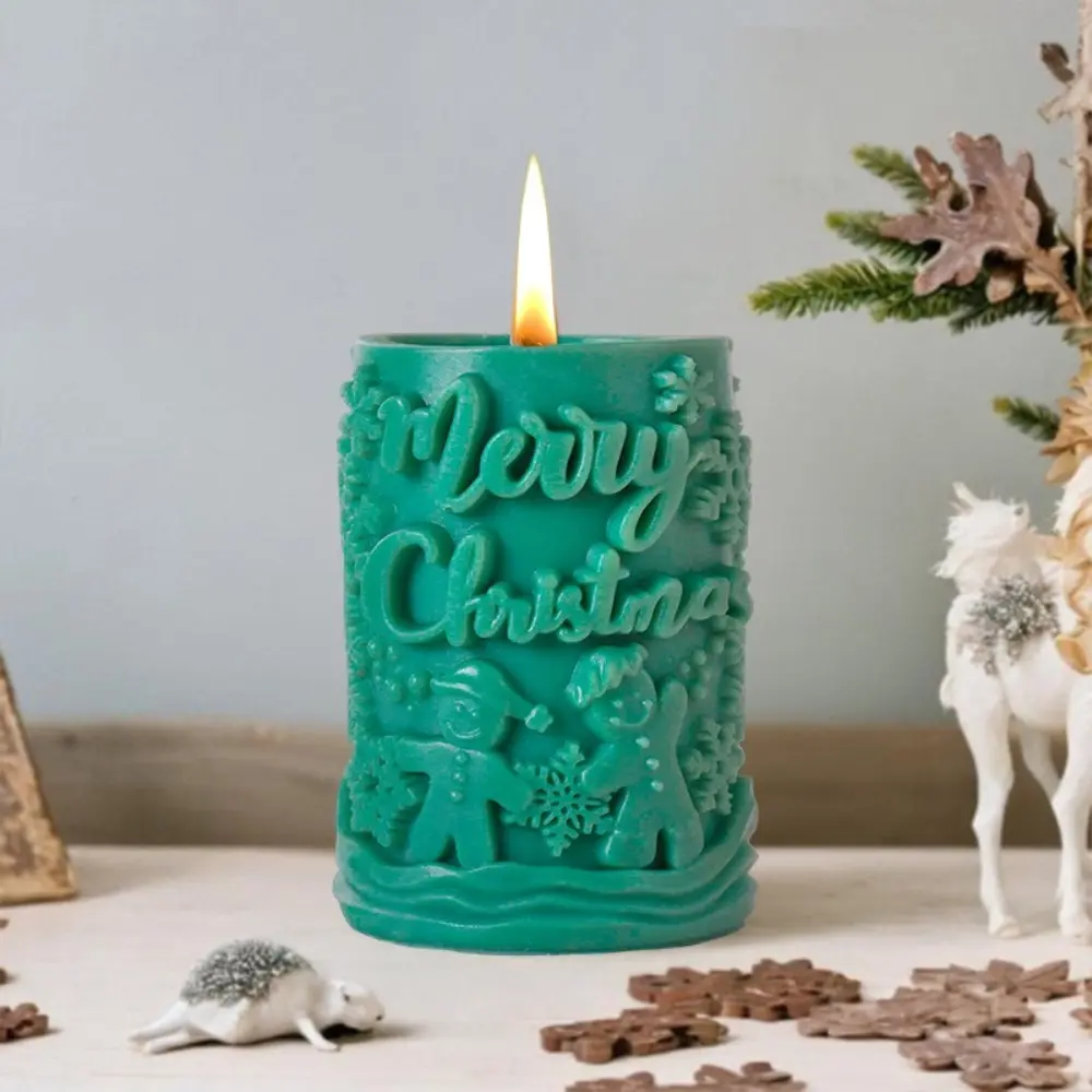 New Merry Christmas Candle Mold 3D Geometric Silicone Soap Making Tools Pine Reindeer Pattern DIY Crafts Scented Candle Molds