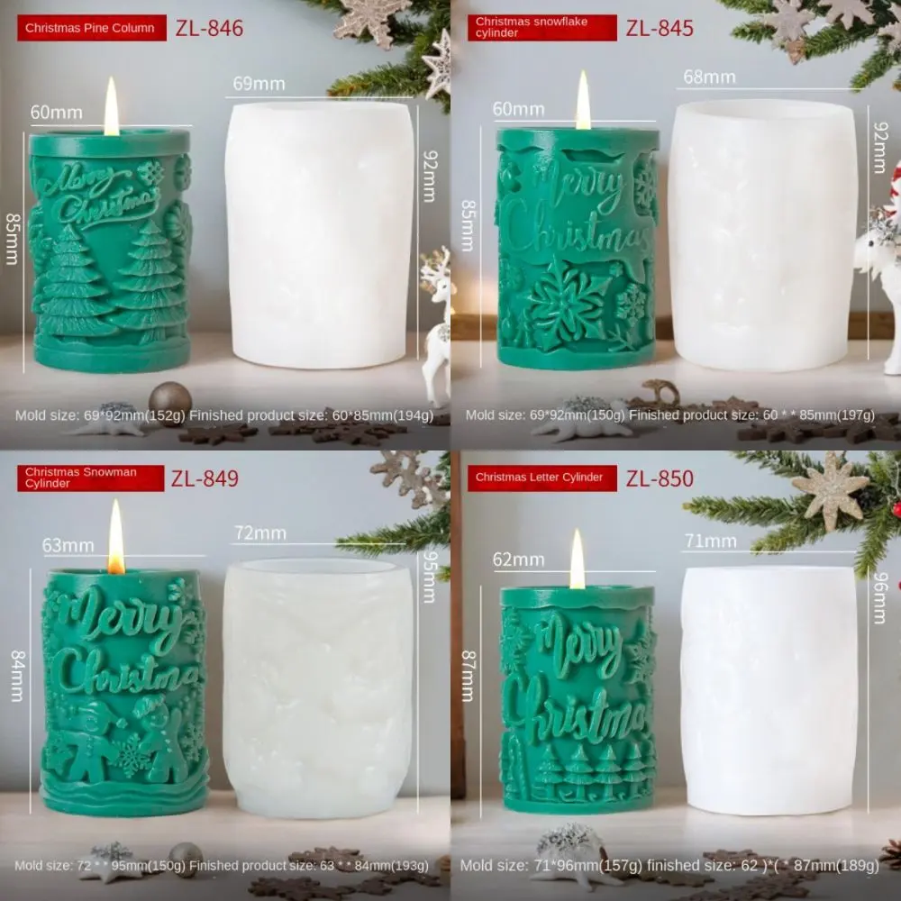 New Merry Christmas Candle Mold 3D Geometric Silicone Soap Making Tools Pine Reindeer Pattern DIY Crafts Scented Candle Molds