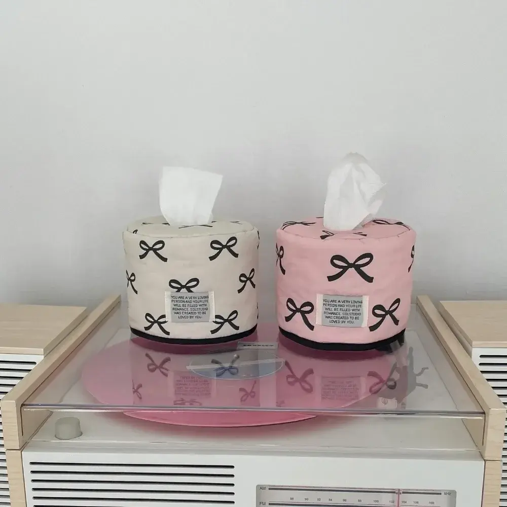 Bowknot Tissue Paper Storage Box Table Decor Space-saving Roll Paper Tissue Case Holder Tissue Storage Napkin Tissue Box Home