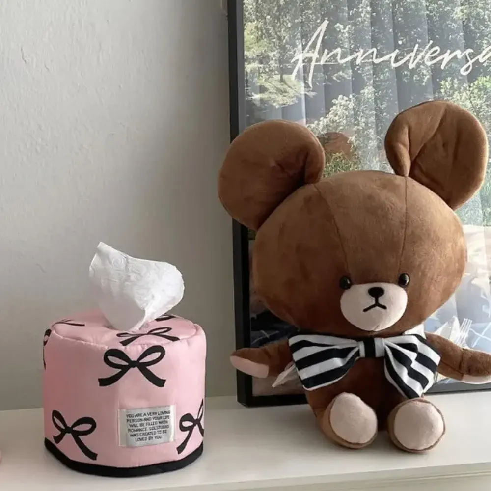 Bowknot Tissue Paper Storage Box Table Decor Space-saving Roll Paper Tissue Case Holder Tissue Storage Napkin Tissue Box Home