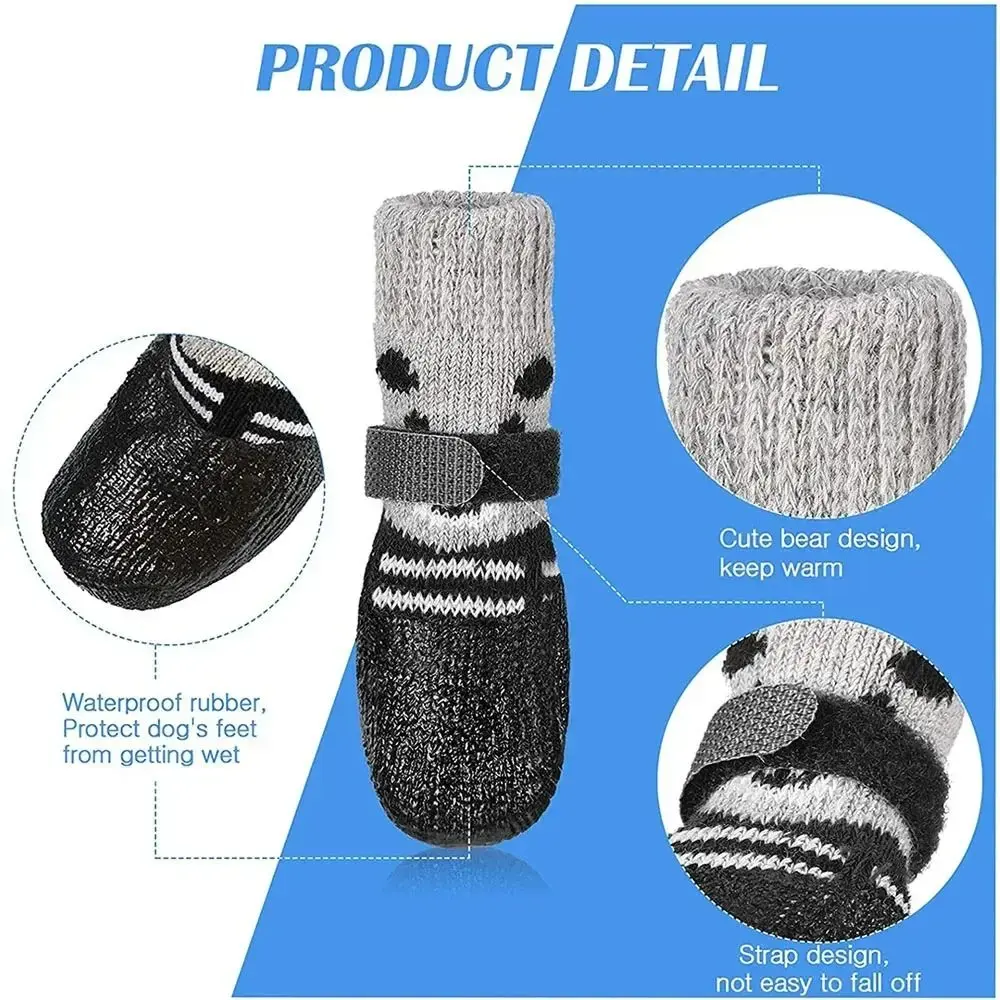 Waterproof Pet Boots Shoes Socks Anti-Slip with Adjustable Drawstring Cats Dogs Rubber Socks Rain Snow Boots Pet Supplies