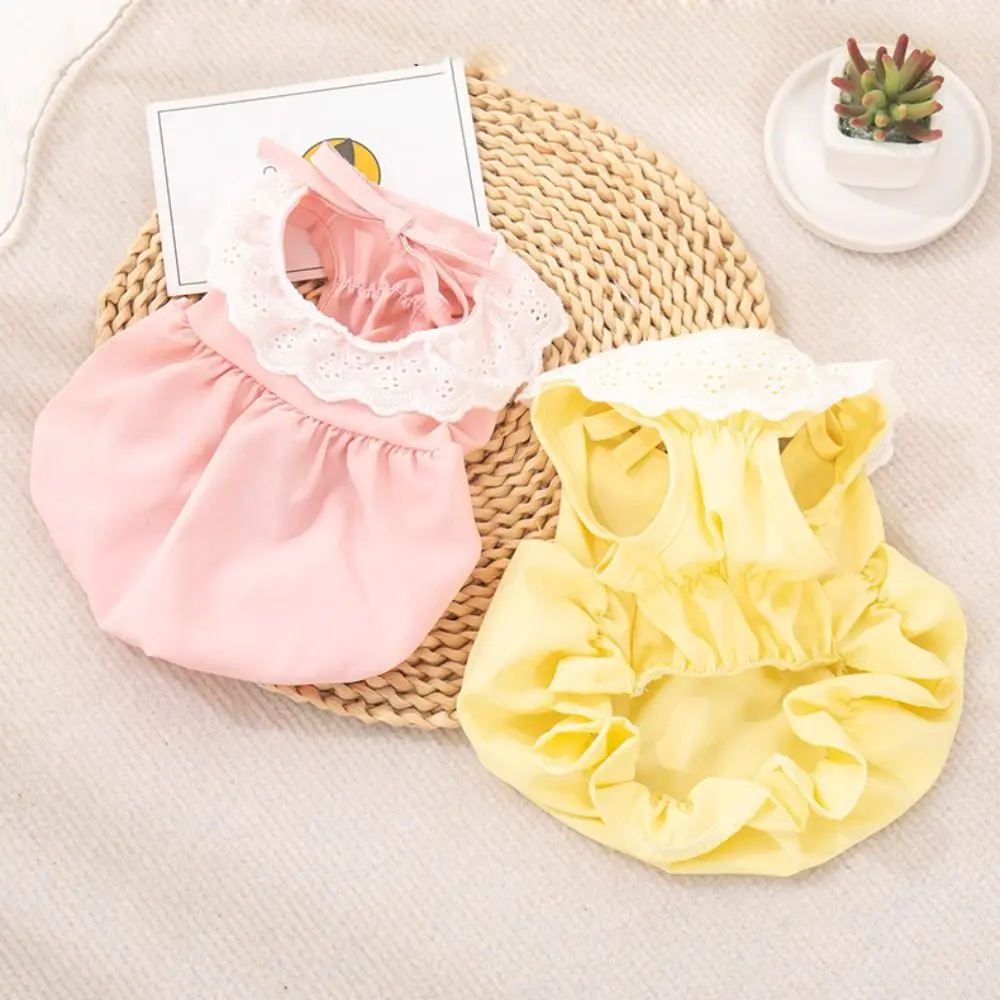 Summer Solid Color Cat Princess Dress Thin Breathable Pet Clothes Soft Elastic Cat Dog Costume