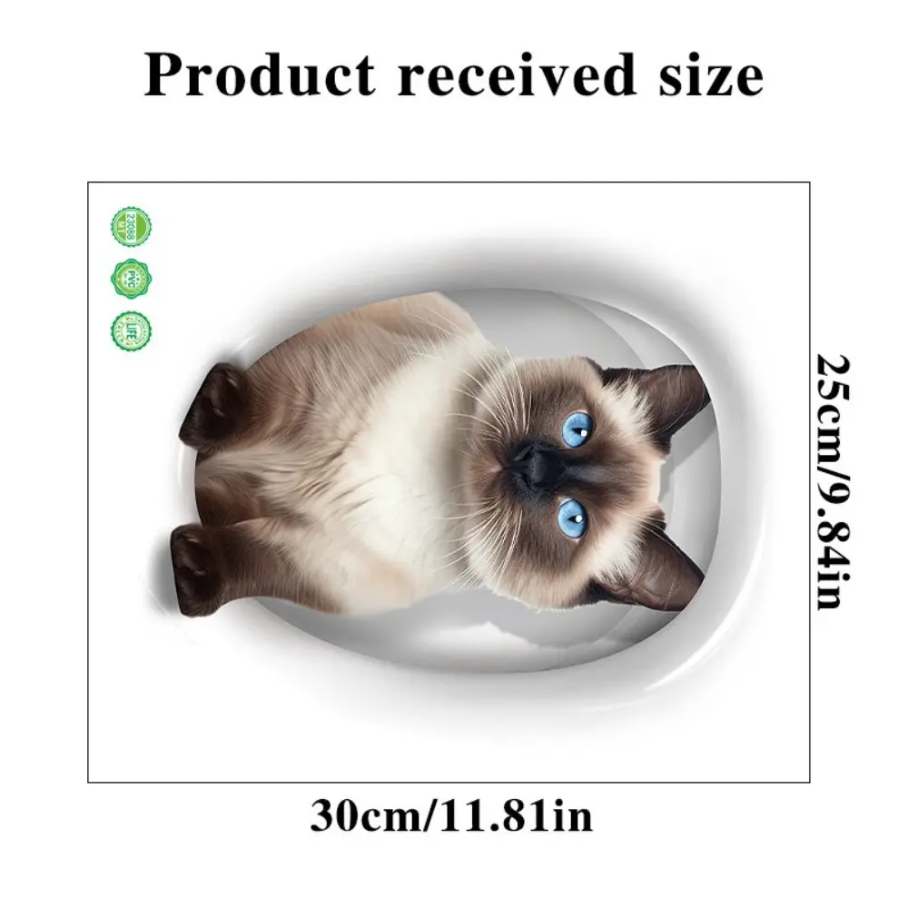Cute PVC Toilet Stickers Self-adhesive 3D Cat Dog Wall Sticker Waterproof Toilet Seat Decals Home Decoration