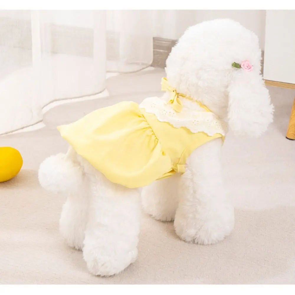 Summer Solid Color Cat Princess Dress Thin Breathable Pet Clothes Soft Elastic Cat Dog Costume