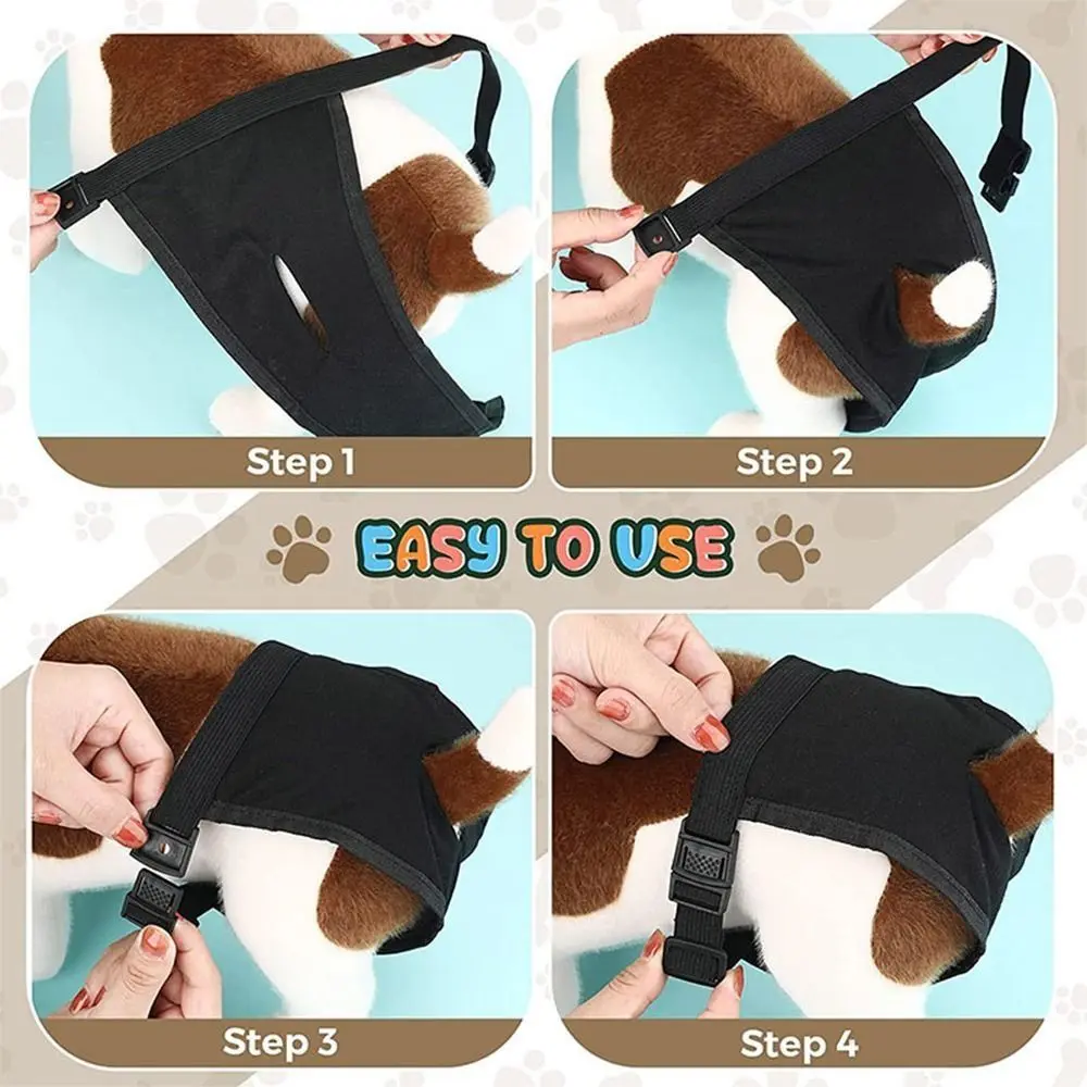 With 3 Cotton Pads Female Dog Panties Easy To Wear Breathable Dog Physiological Nappies Washable Adjustable Pet Dog Diapers