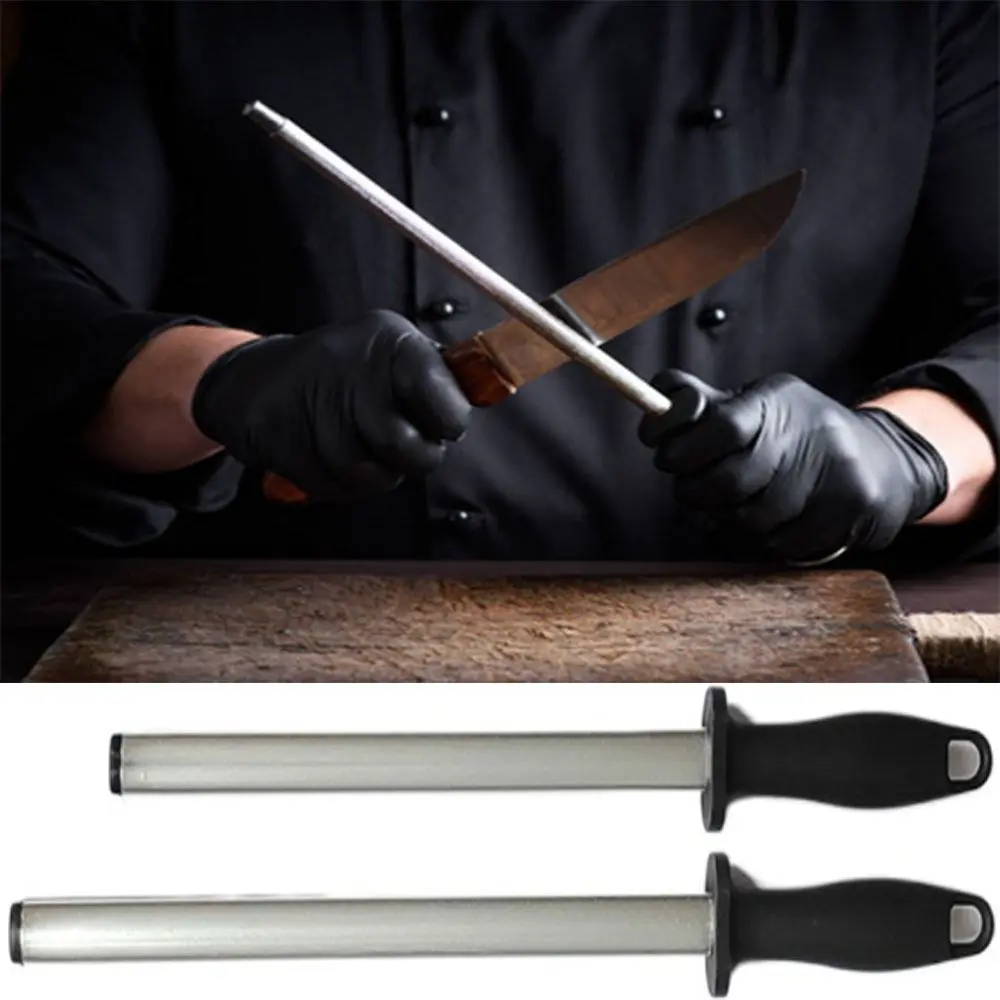 Professional 10/12 Inch Diamond Sharpener Stick Quick with Handle Whetstone Stone Double Sided Sharpening Stone Butcher Chef